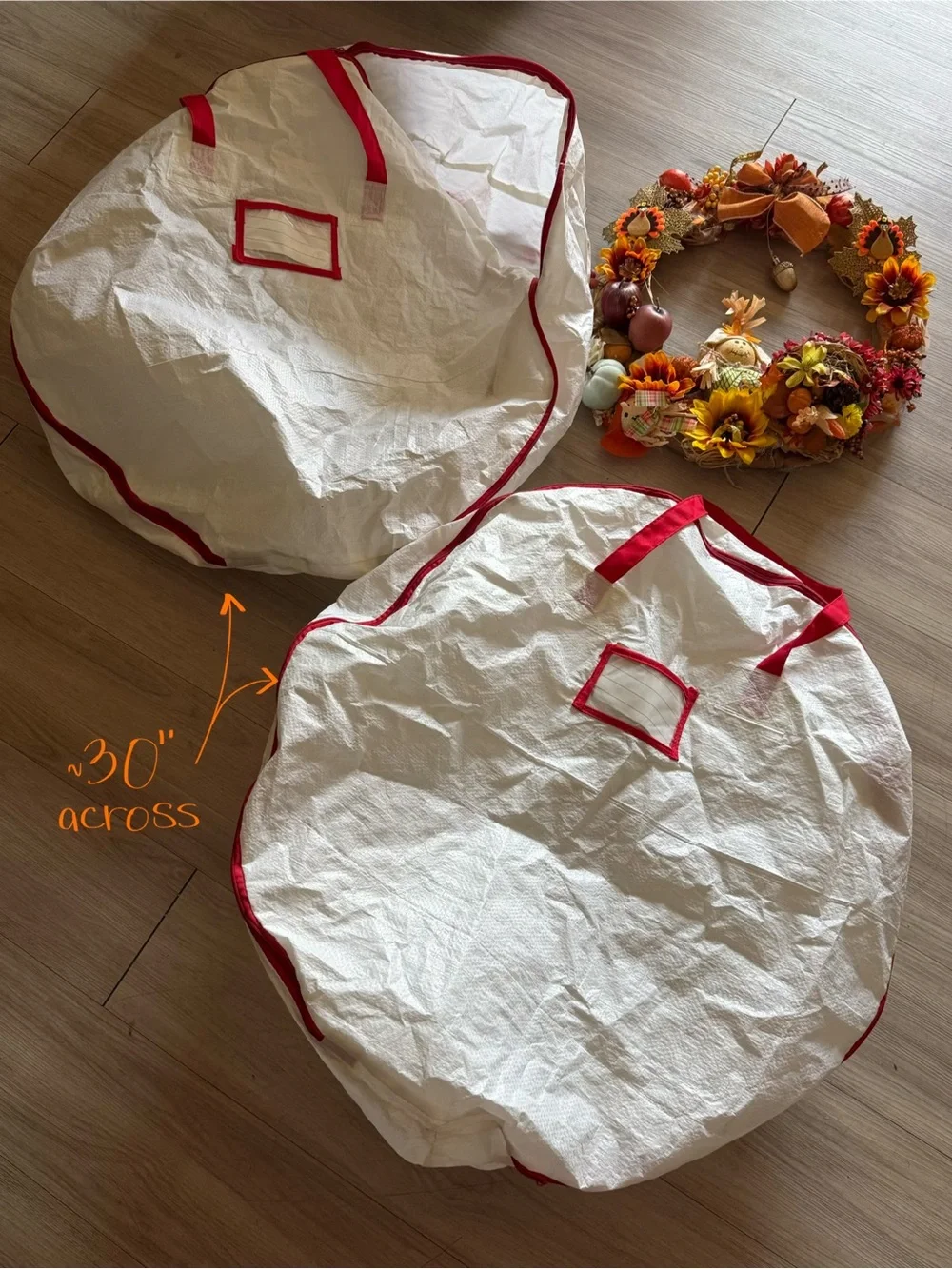 Cute Fall Thanksgiving Wreath 22” + Two Wreath Storage Bags